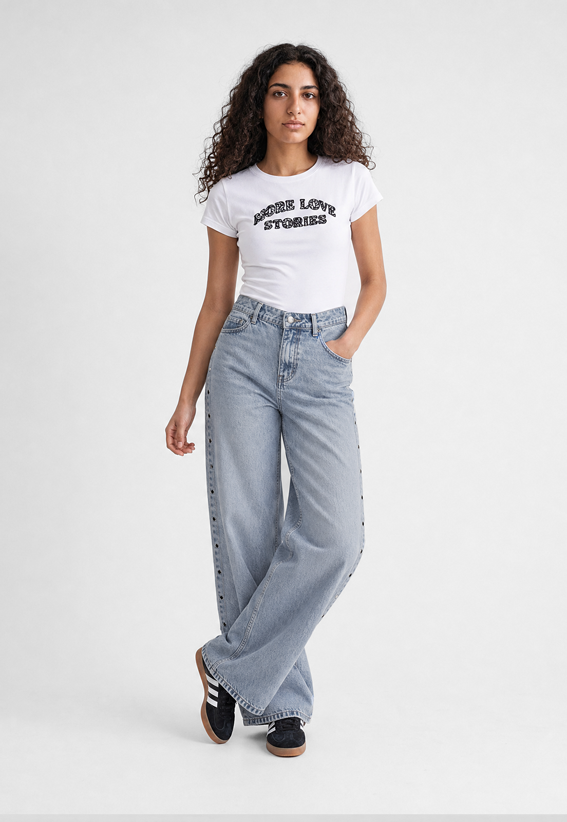 Jeans Mujer Tachas Stars Celeste 1