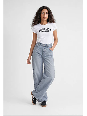 Jeans Mujer Tachas Stars Celeste