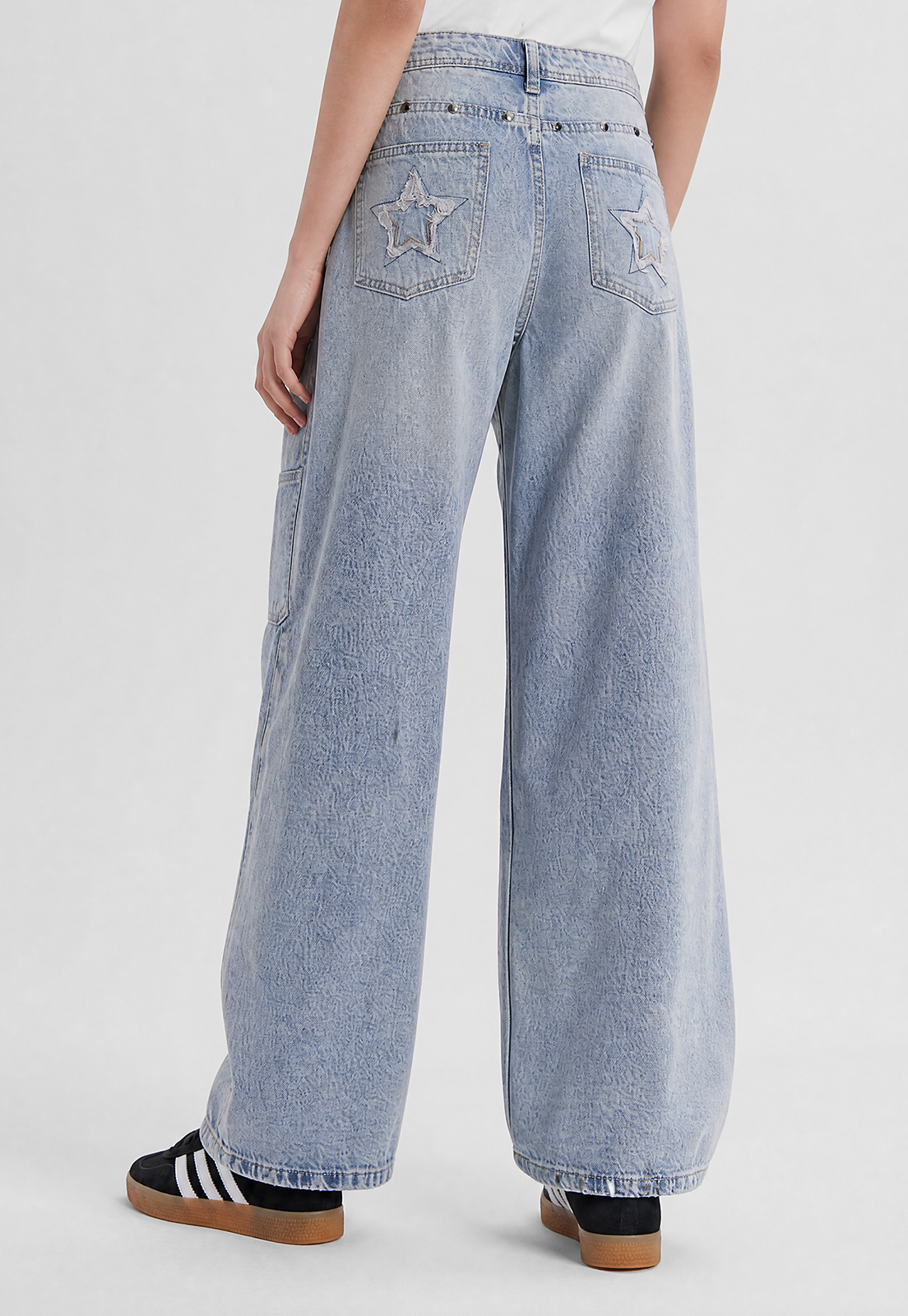Jeans Mujer Tachas Stars Celeste 3