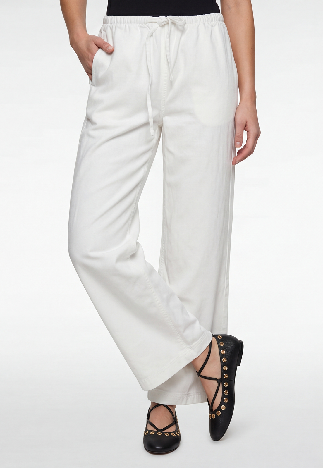 Pantalón Mujer Wide Led Liviano Blanco 2