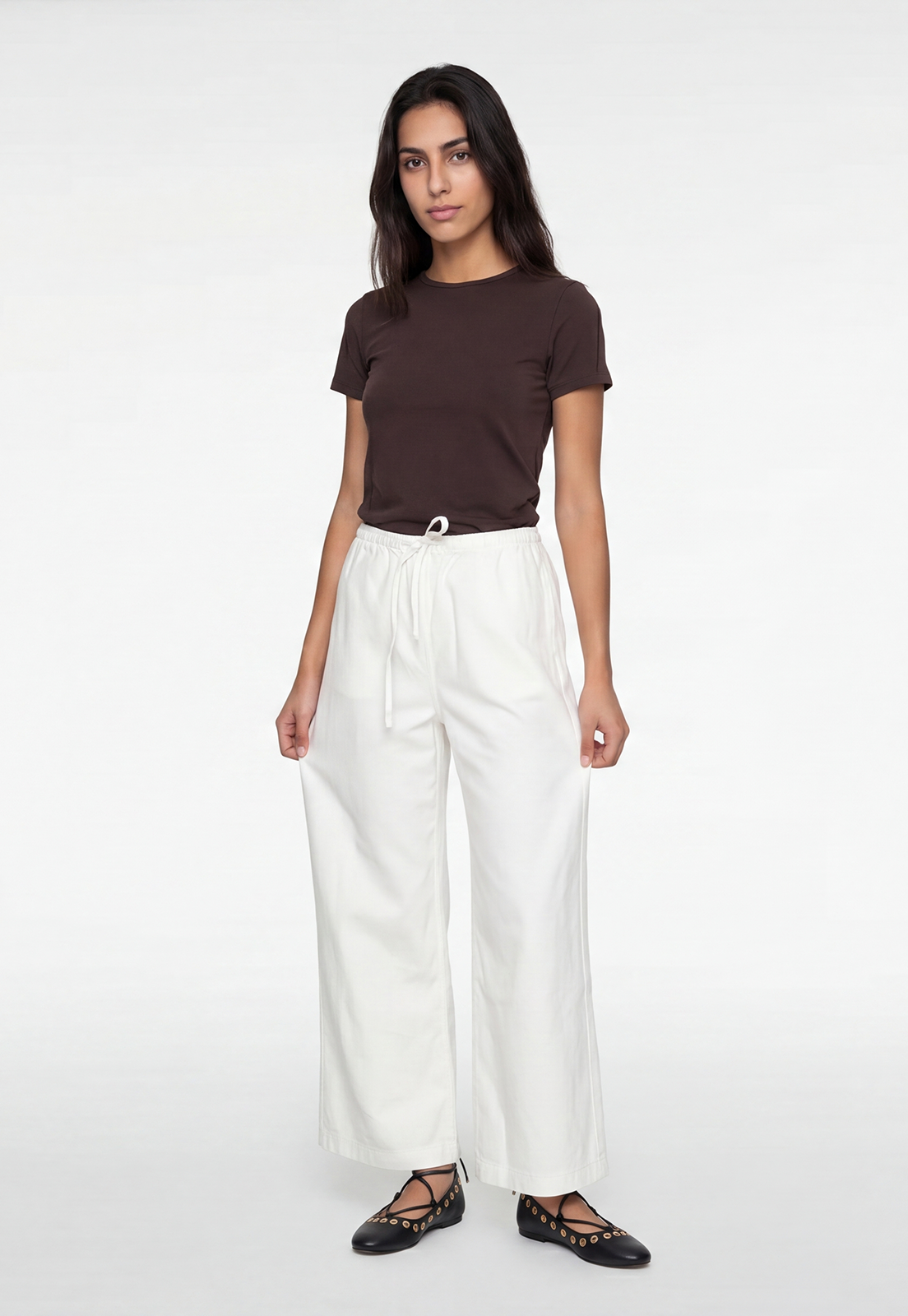 Pantalón Mujer Wide Led Liviano Blanco 4