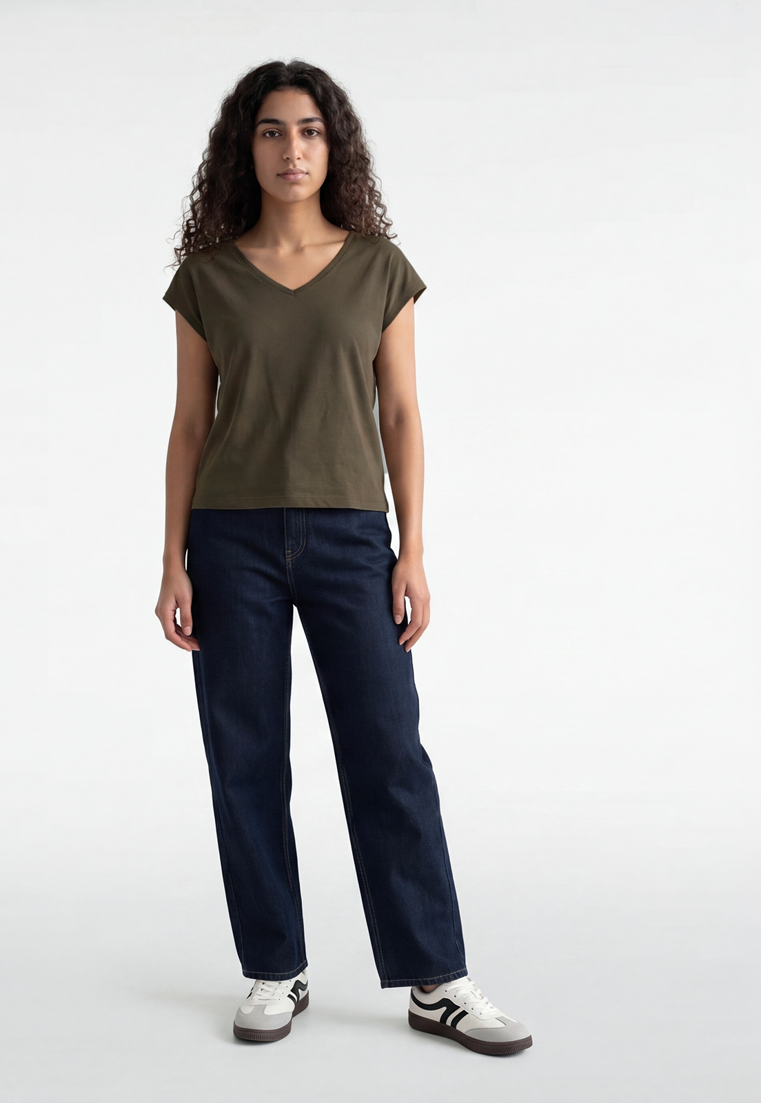 Polera Mujer Cuello V Soft Verde 2