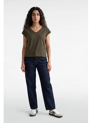 Polera Mujer Cuello V Soft Verde