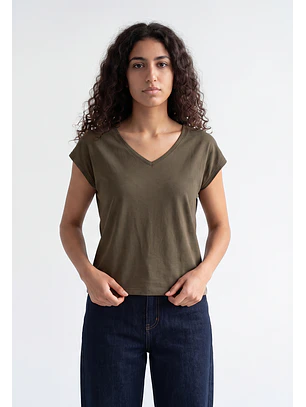 Polera Mujer Cuello V Soft Verde