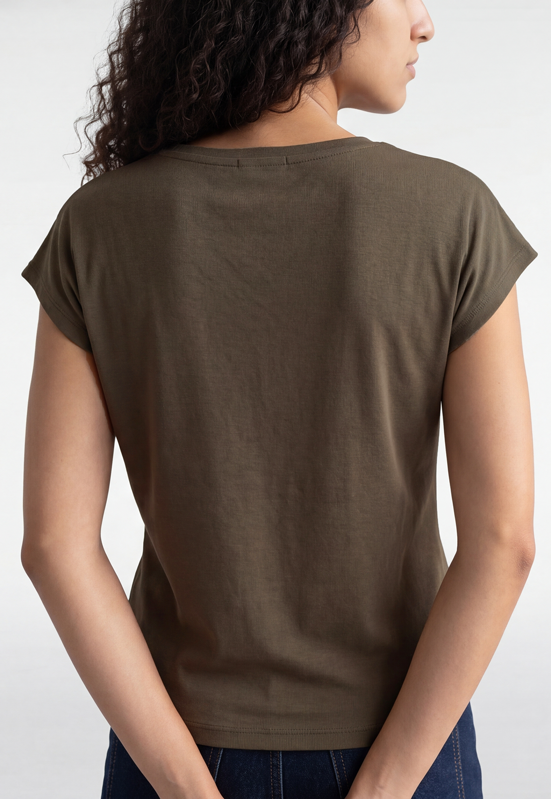 Polera Mujer Cuello V Soft Verde 4