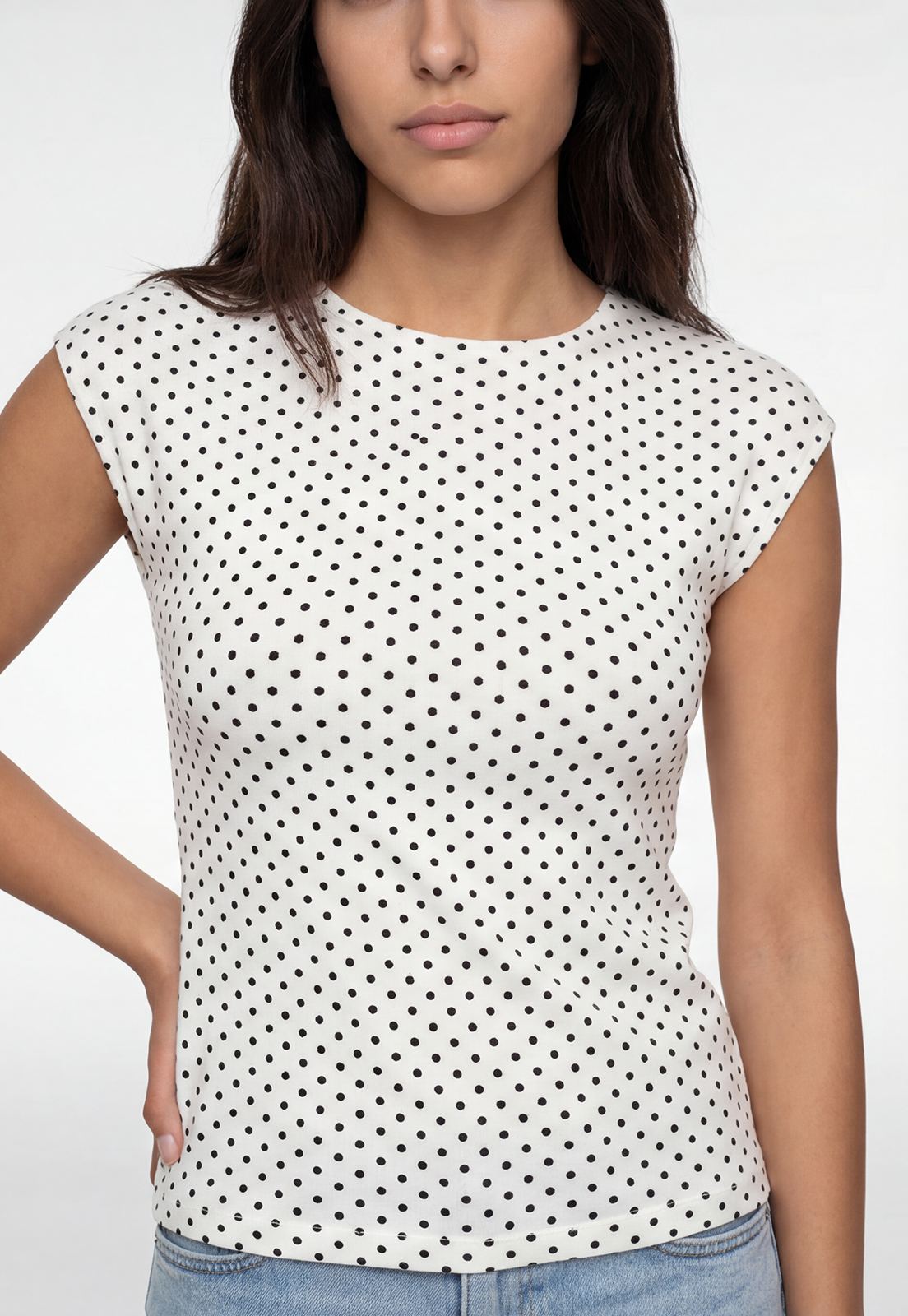 Polera Mujer Drapeada Polka Dots Blanco 3