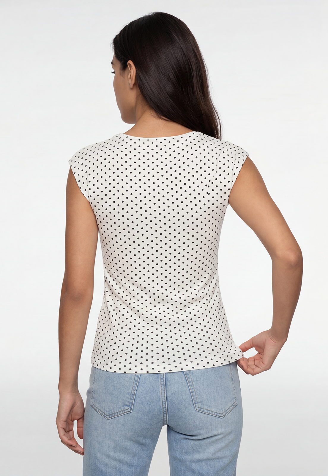 Polera Mujer Drapeada Polka Dots Blanco 4