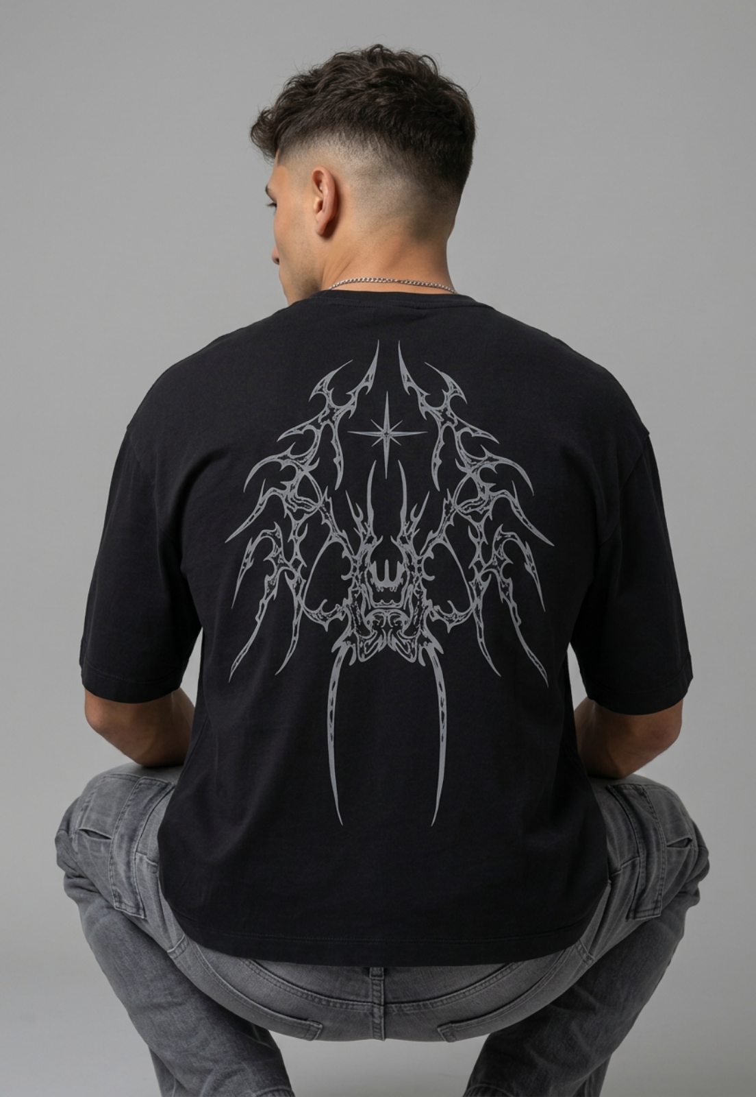 Polera Hombre Oversize Alas Negro 2