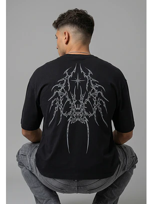 Polera Hombre Oversize Alas Negro