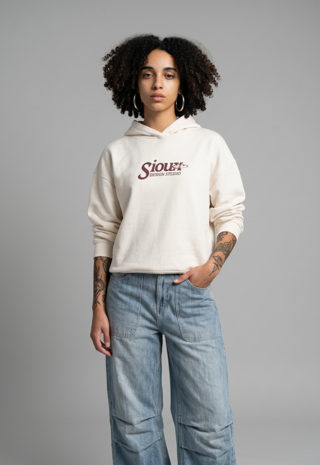 Polerón Mujer Hoodie Stars Back Crudo 2