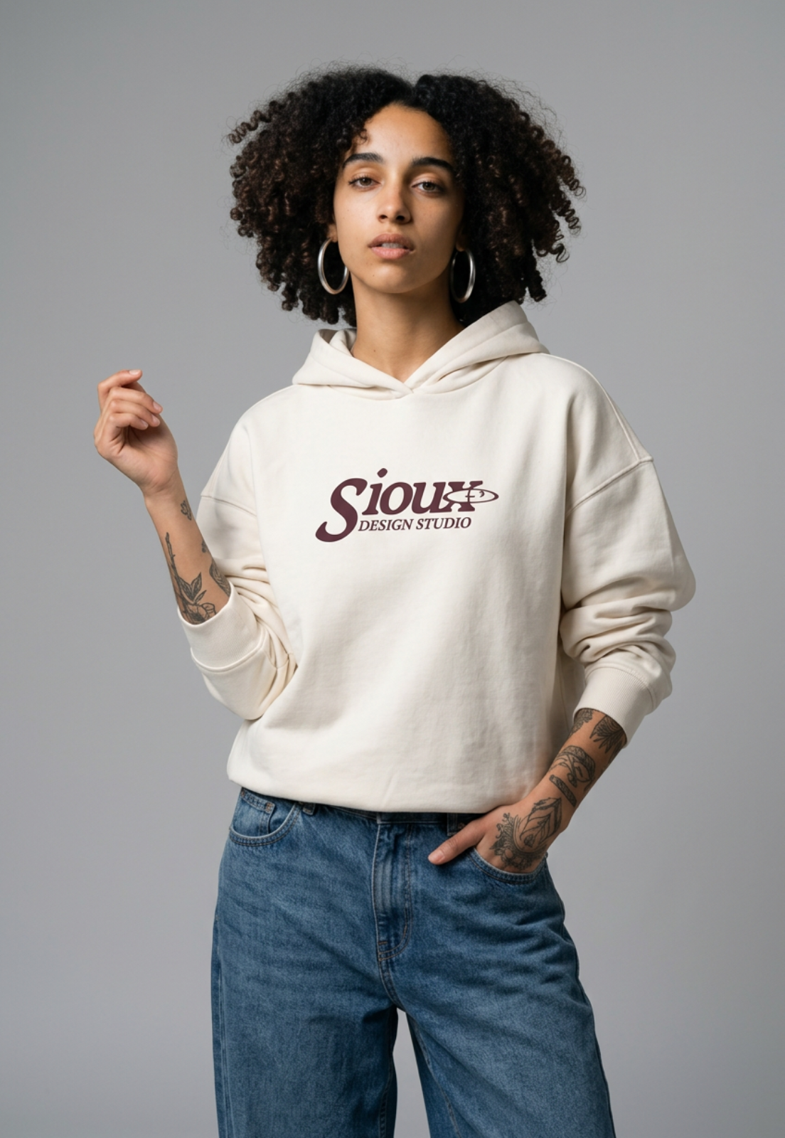 Polerón Mujer Hoodie Stars Back Crudo 4