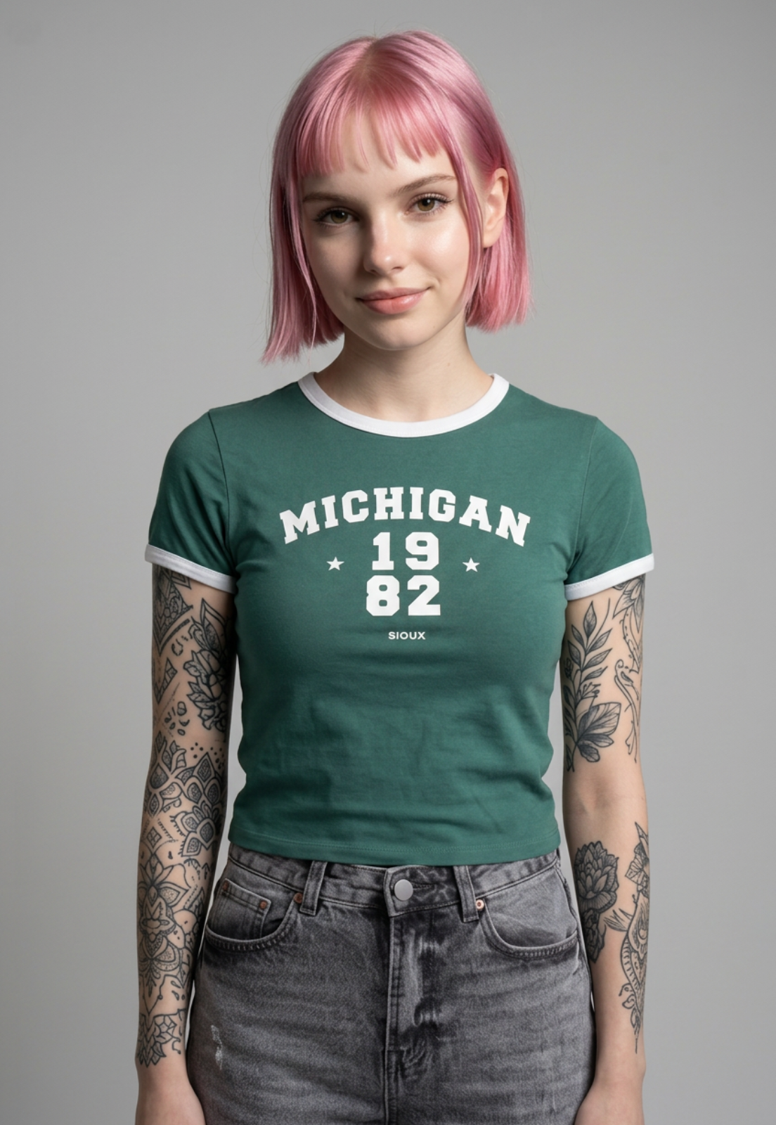 Polera Mujer Estampado Número Verde 1