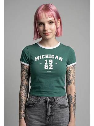 Polera Mujer Estampado Número Verde