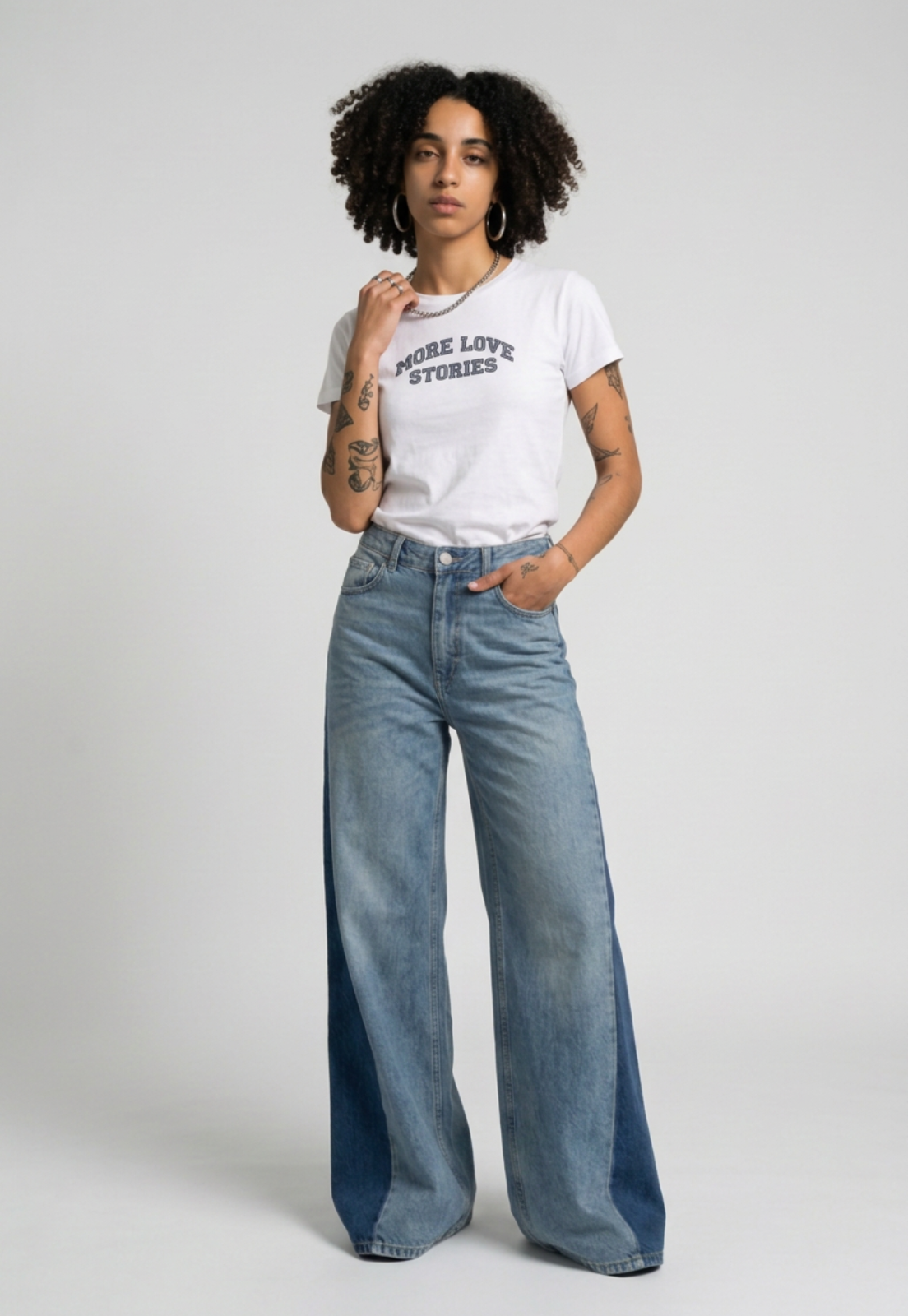 Jeans Mujer Extra Wide Led Bicolor Celeste 4