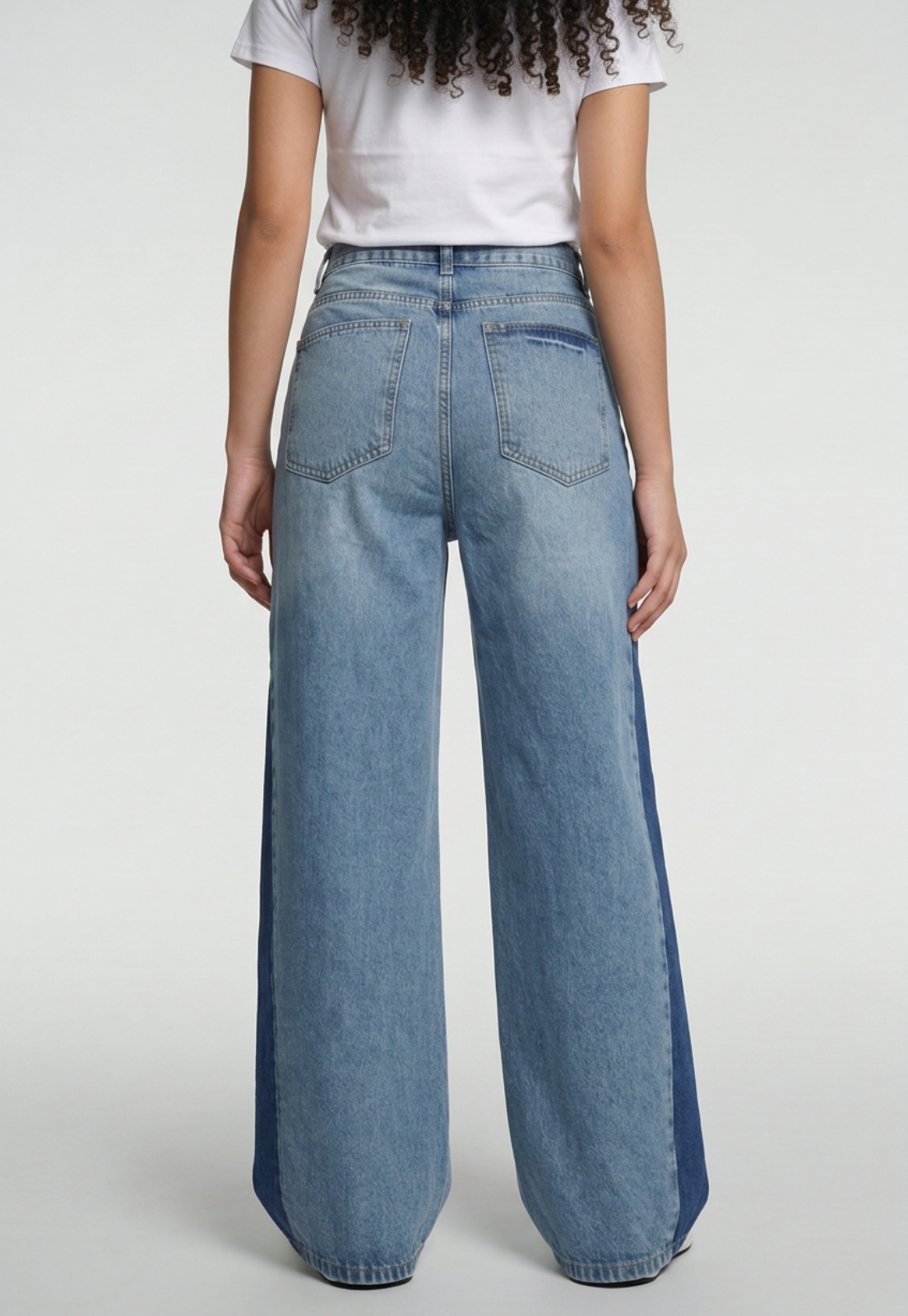 Jeans Mujer Extra Wide Led Bicolor Celeste 2