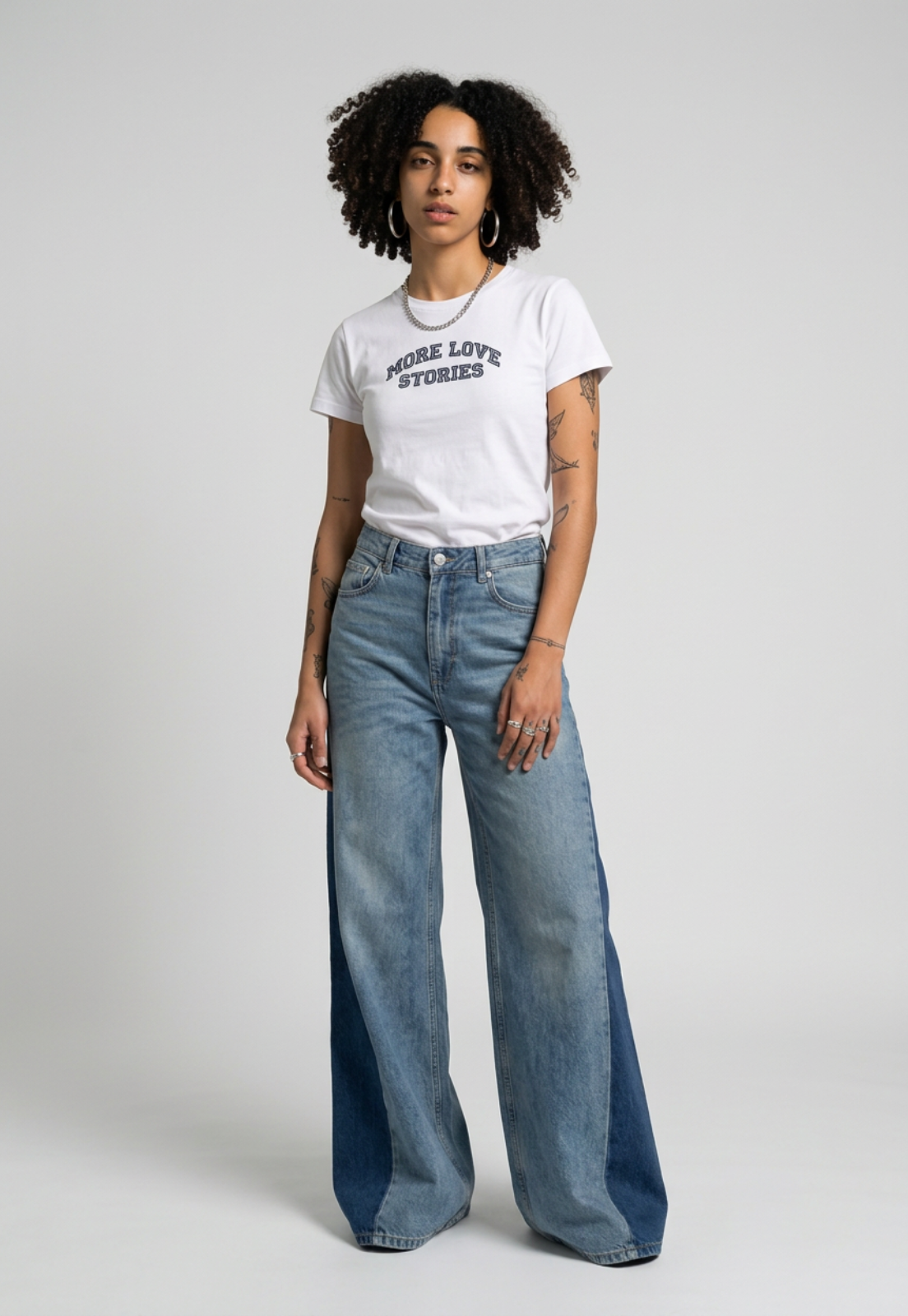 Jeans Mujer Extra Wide Led Bicolor Celeste 1