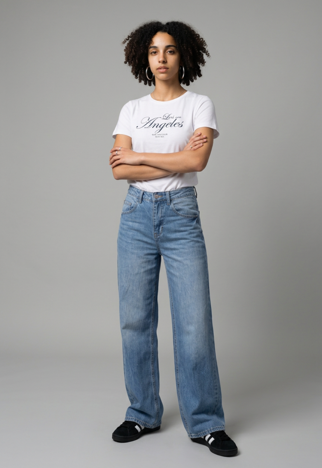 Jeans Mujer Baggy Tiro Alto Proceso Celeste 1