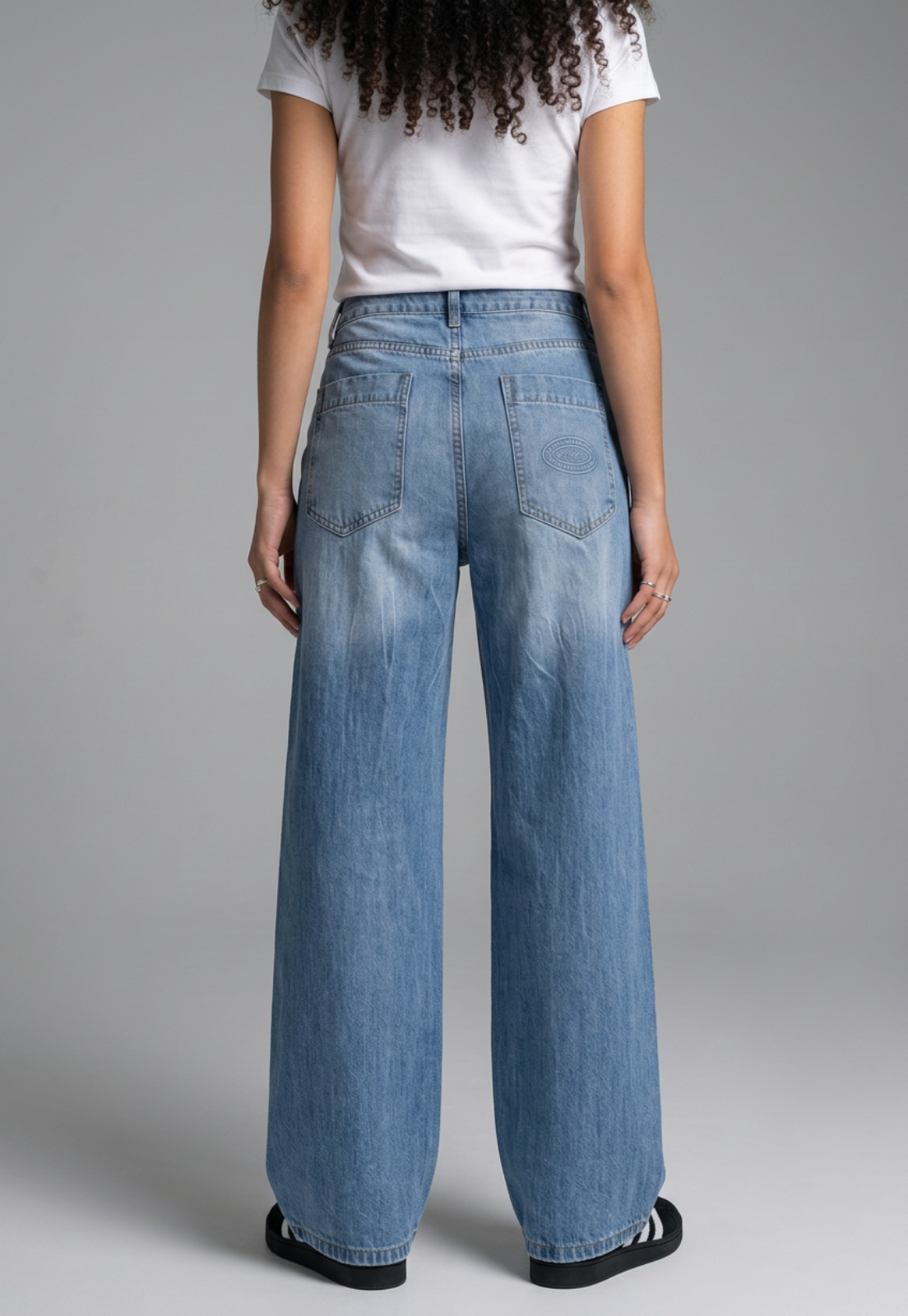 Jeans Mujer Baggy Tiro Alto Proceso Celeste 3