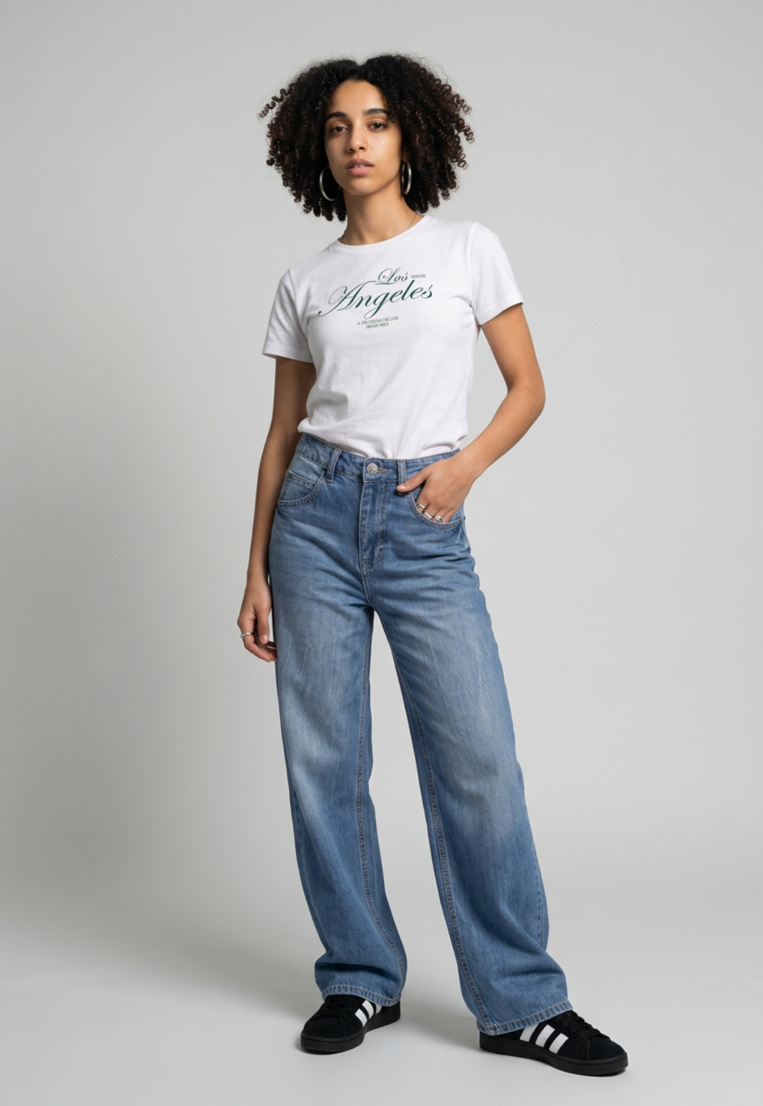 Jeans Mujer Baggy Tiro Alto Proceso Celeste 4