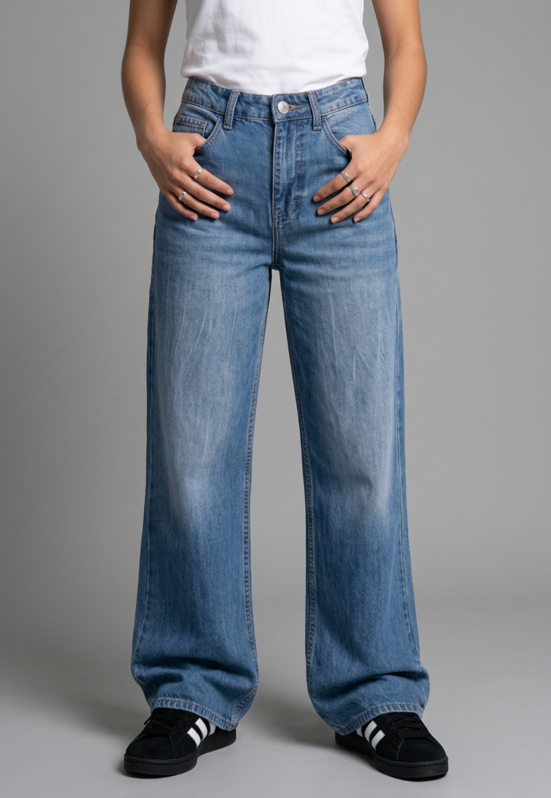 Jeans Mujer Baggy Tiro Alto Proceso Celeste 2