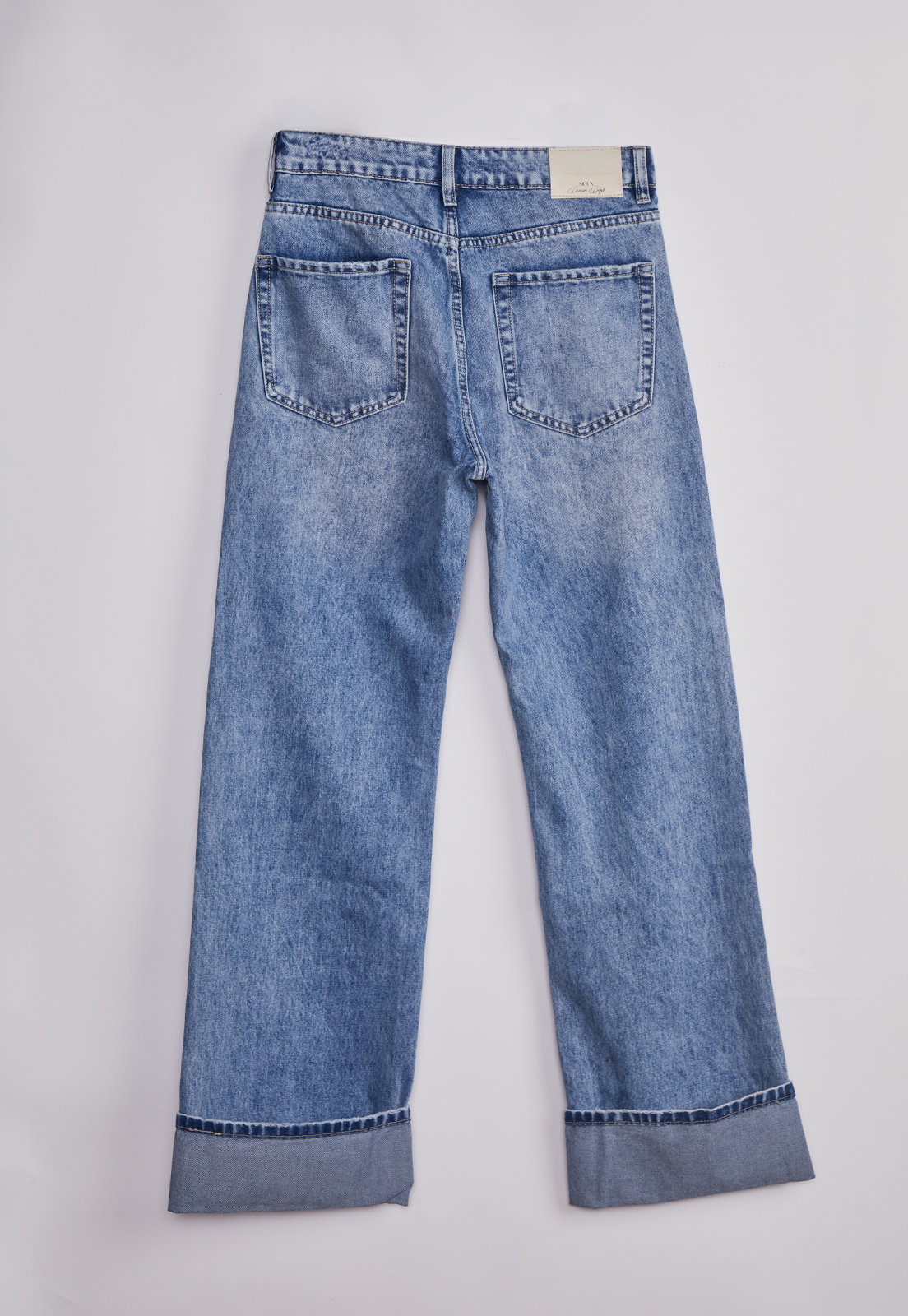 Jeans Mujer Wide Leg Folded Celeste 2
