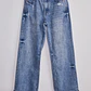 Jeans Mujer Wide Leg Folded Celeste - Miniatura 1