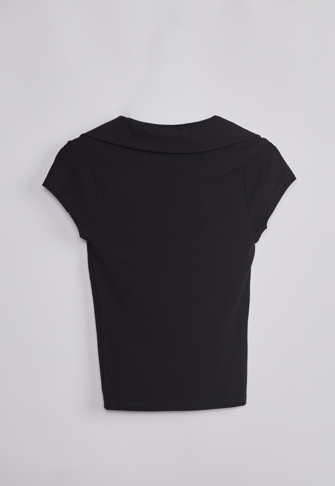 Polera Mujer Cuellos Broches Delantero Negro 2