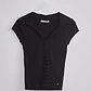 Polera Mujer Cuellos Broches Delantero Negro - Miniatura 1