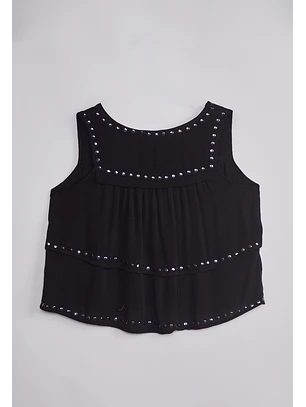 Blusa Mujer Tachas Negro