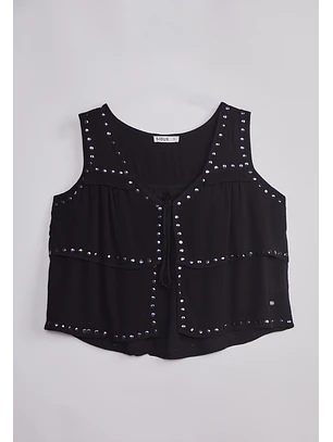 Blusa Mujer Tachas Negro