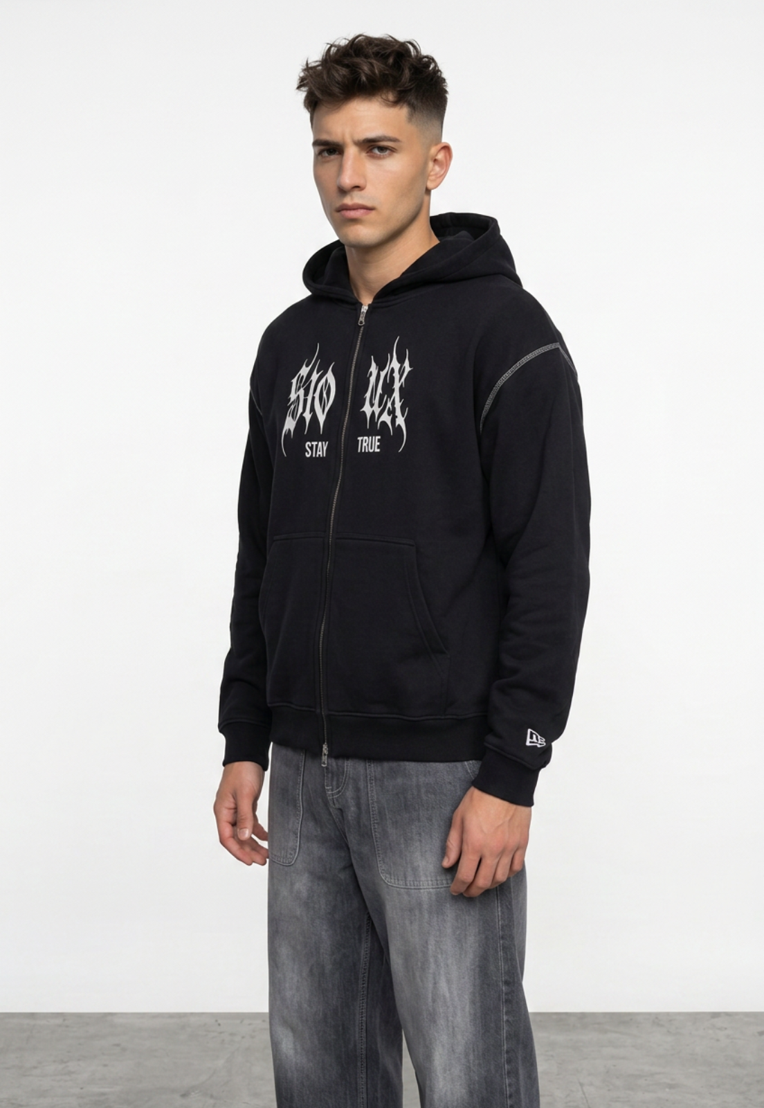 Polerón Hombre Boxy Fit Costuras Negro 1
