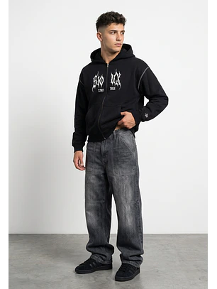 Polerón Hombre Boxy Fit Costuras Negro