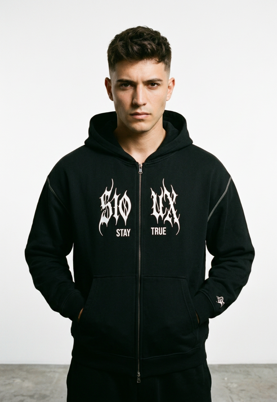 Polerón Hombre Boxy Fit Costuras Negro 3