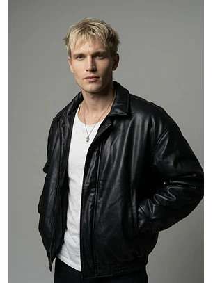 Chaqueta Hombre Efecto Piel Negro Sioux