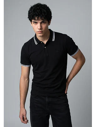 Polera Hombre Piqué Negro