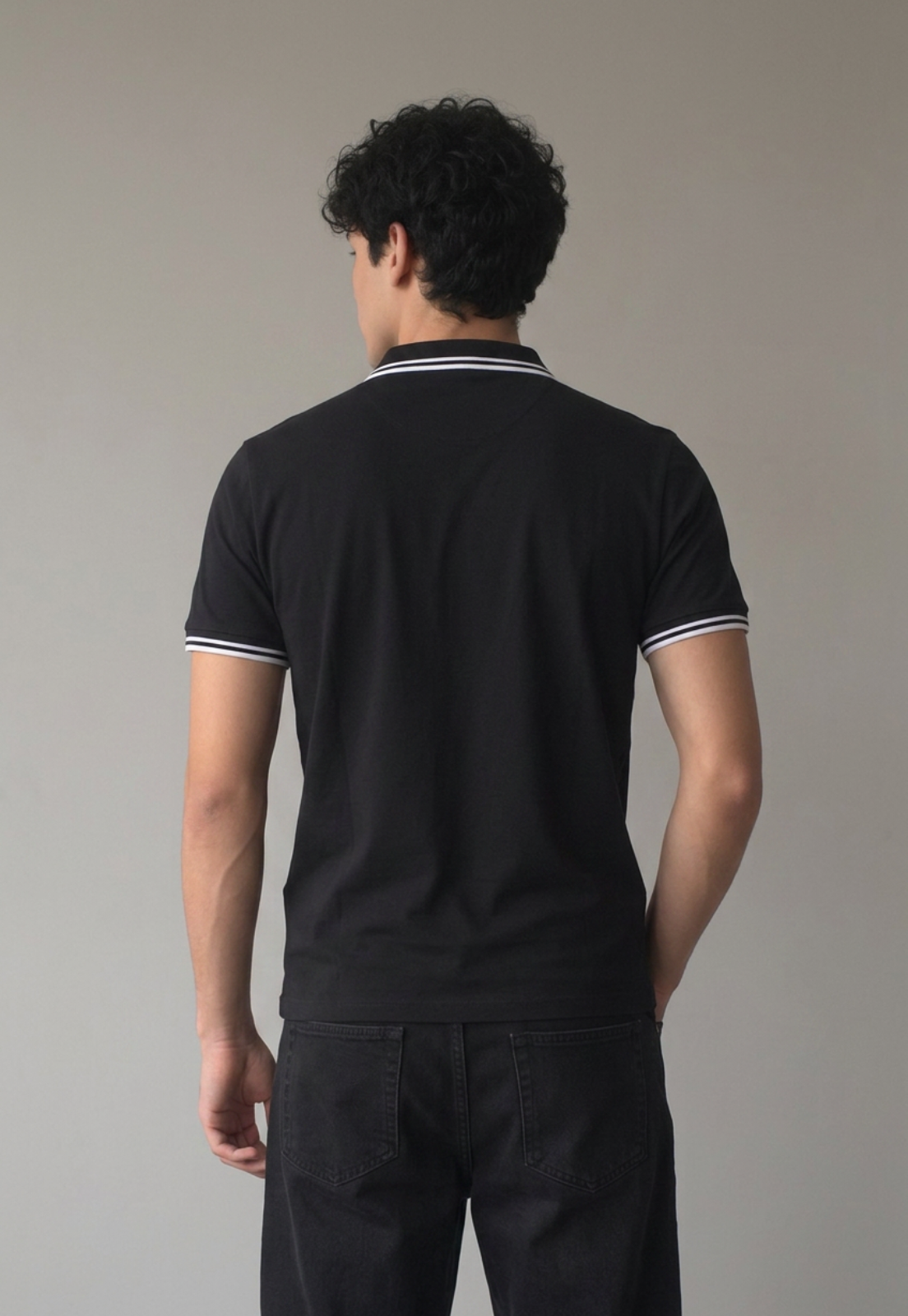 Polera Hombre Piqué Negro 2
