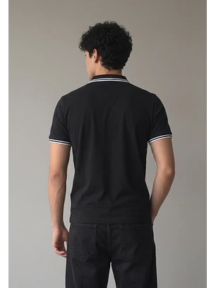 Polera Hombre Piqué Negro