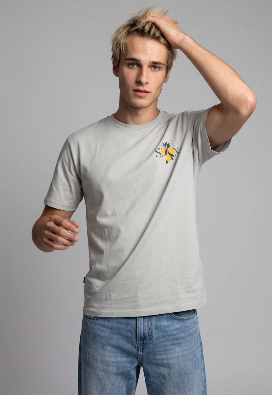 Polera Hombre Relaxed Limones Gris 3