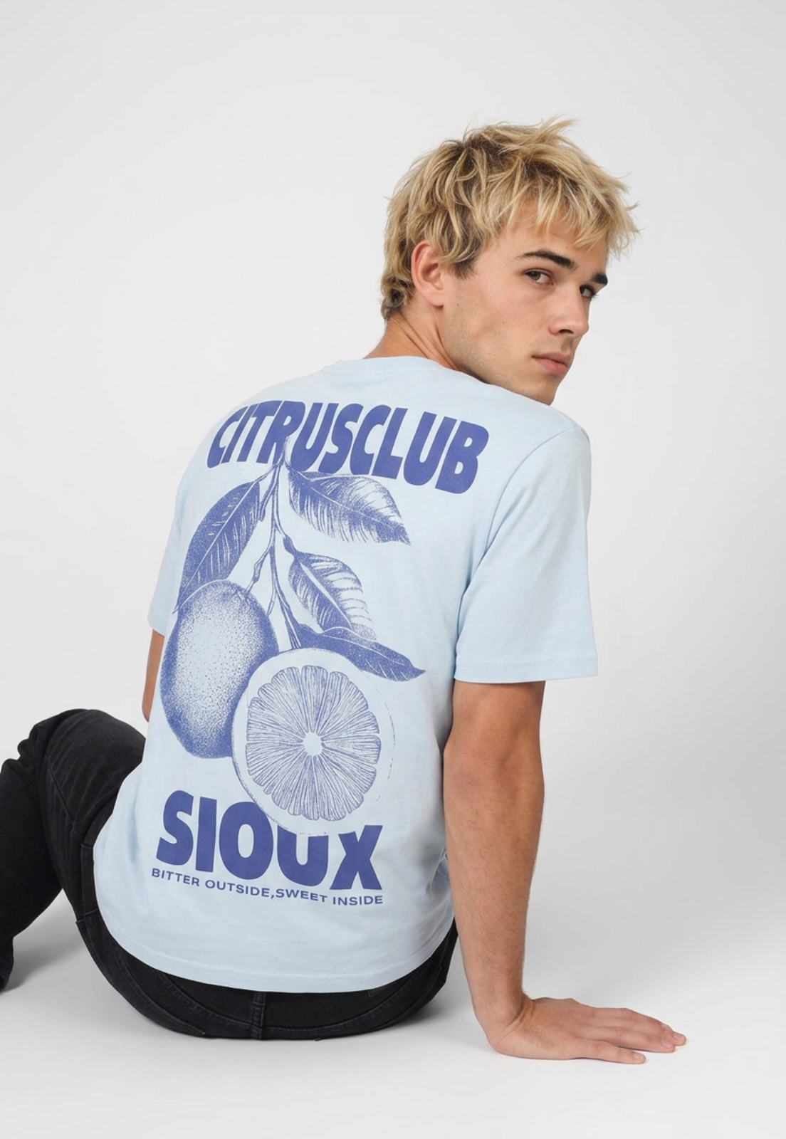 Polera Hombre Relaxed Naranjas Celeste 1