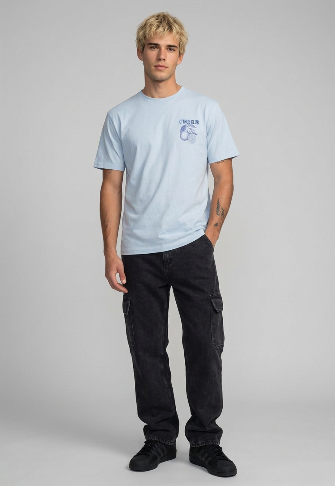 Polera Hombre Relaxed Naranjas Celeste 3