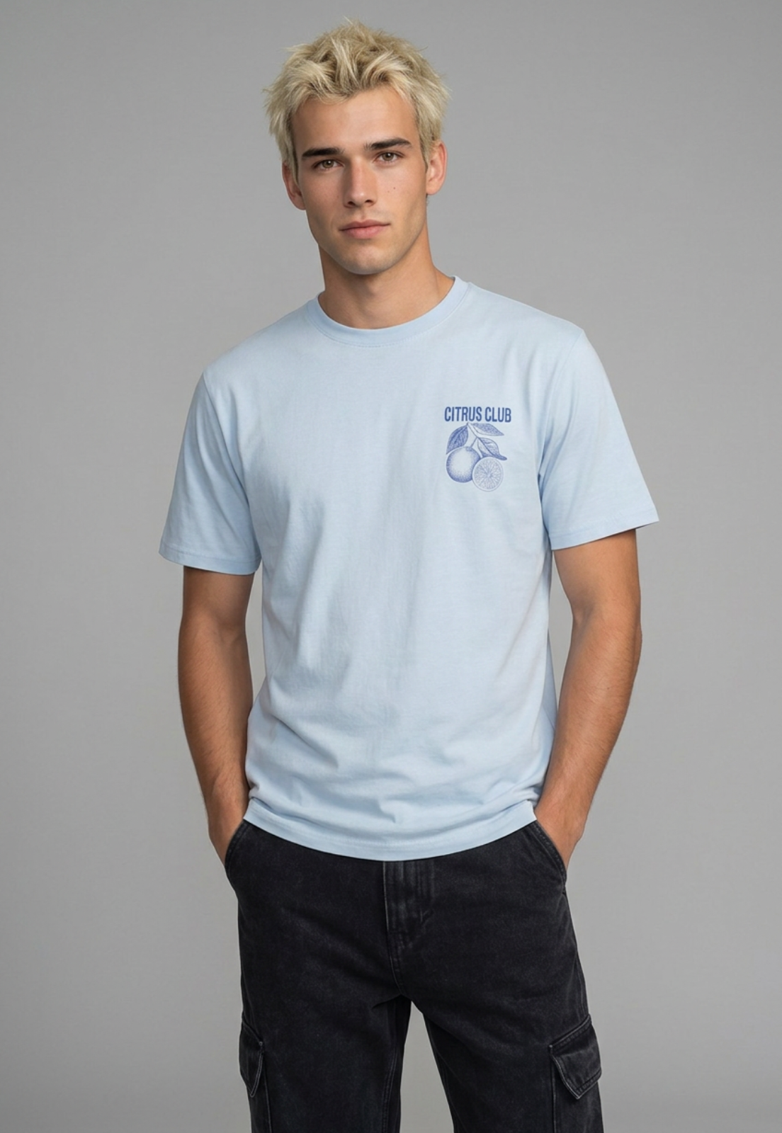 Polera Hombre Relaxed Naranjas Celeste 2