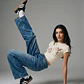 Jeans Mujer Wide Leg Tiro Alto Proceso Azul - Miniatura 4