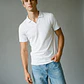 Polera Hombre Piqué Cuello V Blanco - Miniatura 3