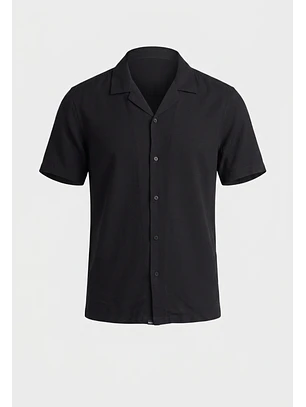 Camisa Hombre Mega Baggy Bolsillos Negro