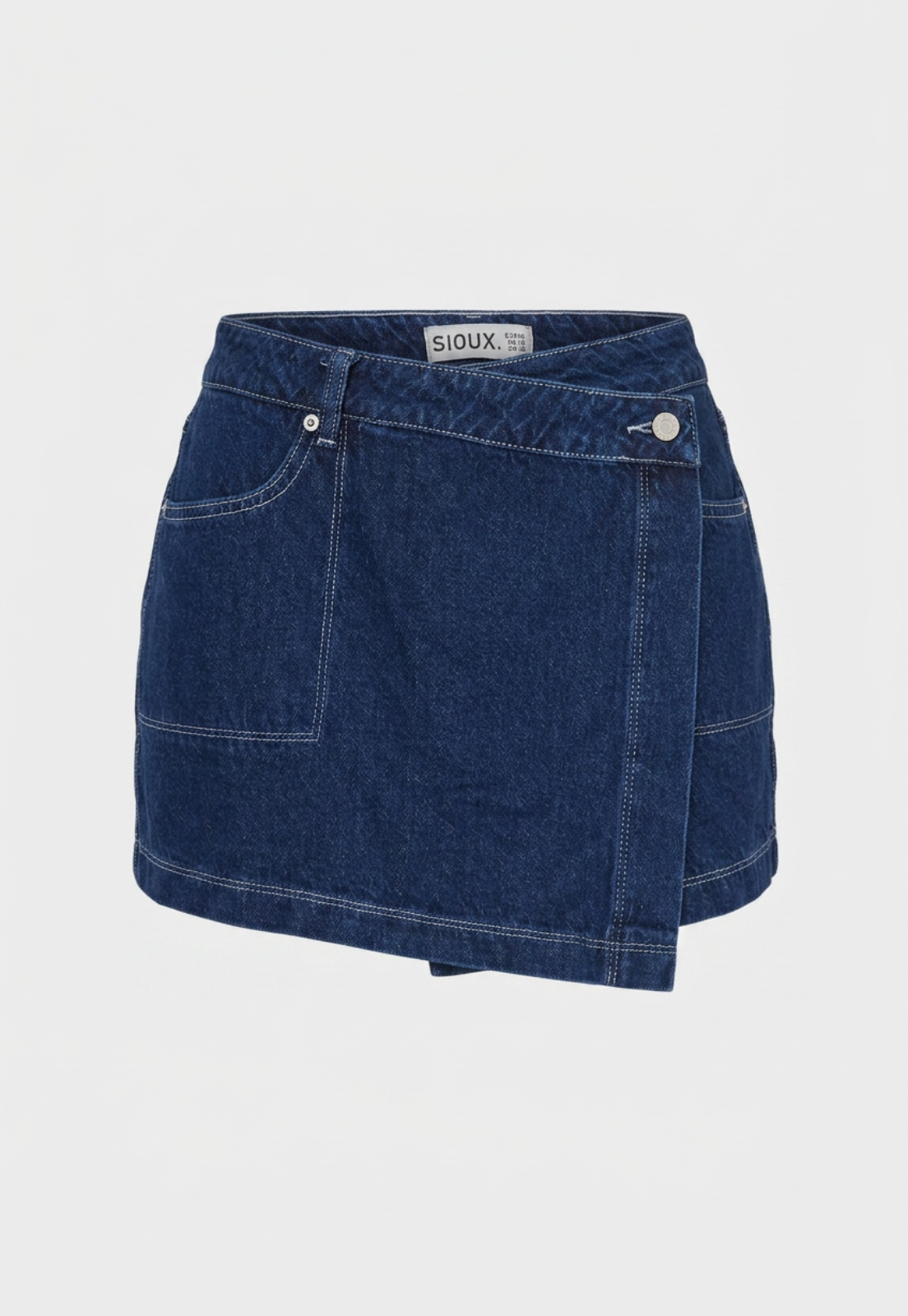 Falda Mujer Denim Raw Costuras Azul 1