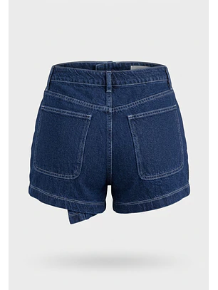 Falda Mujer Denim Raw Costuras Azul