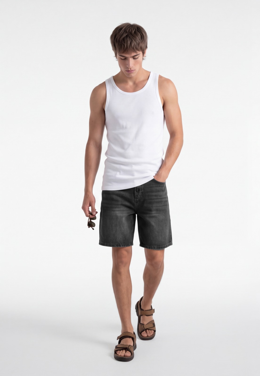 Bermuda Hombre Denim Straight Gris 2