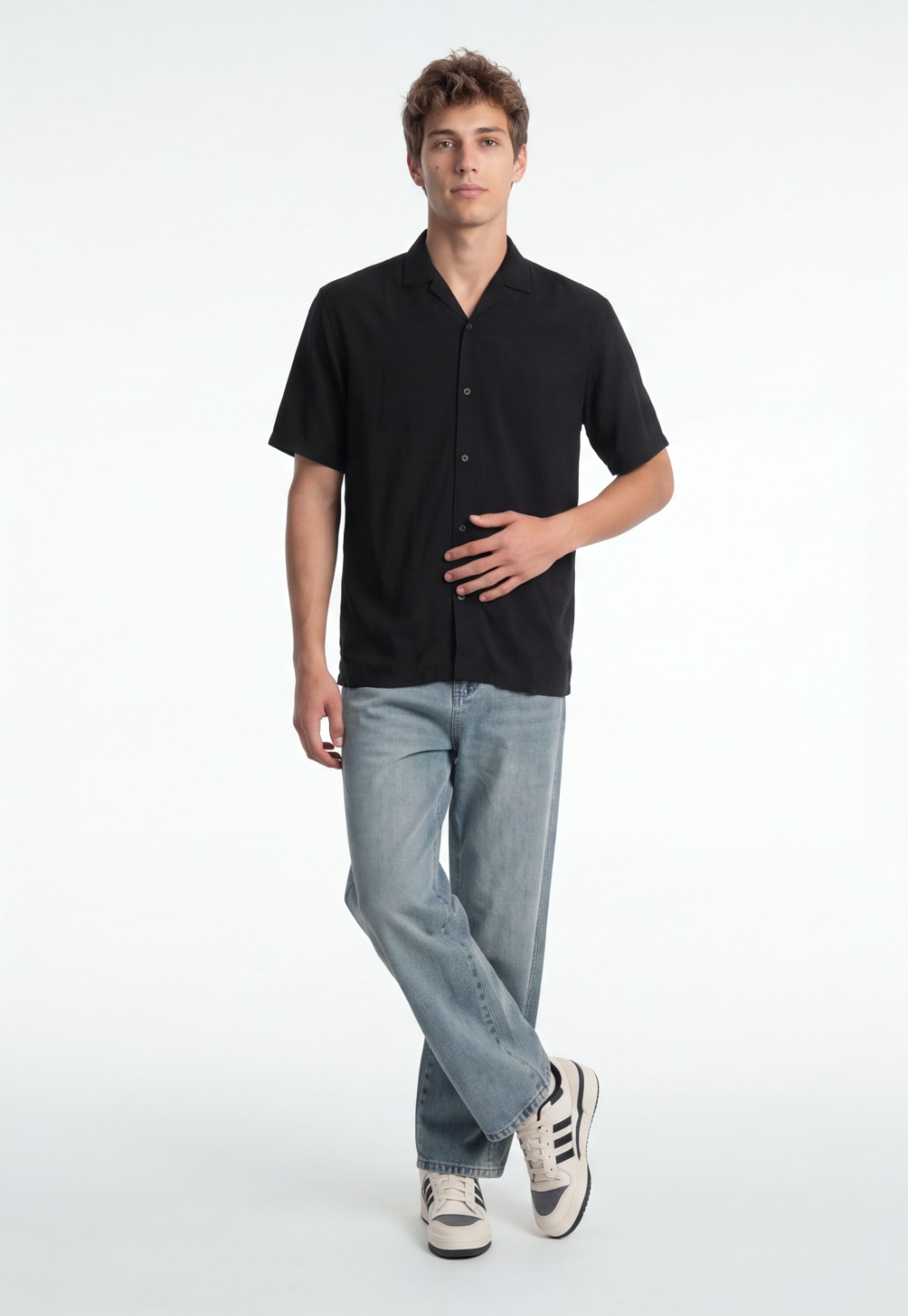 Camisa Hombre Mega Baggy Bolsillos Negro 2