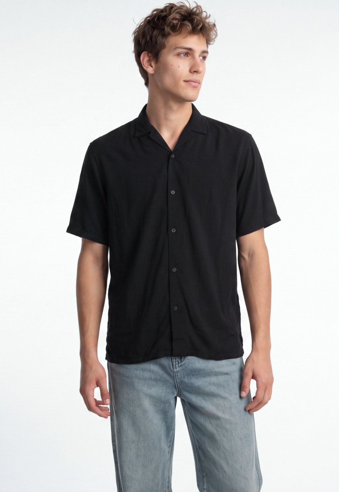 Camisa Hombre Mega Baggy Bolsillos Negro 1