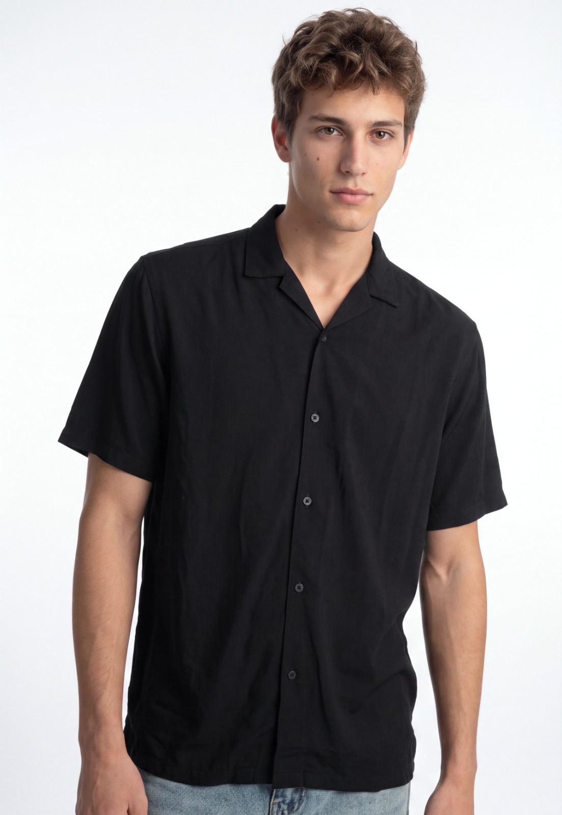 Camisa Hombre Mega Baggy Bolsillos Negro 4